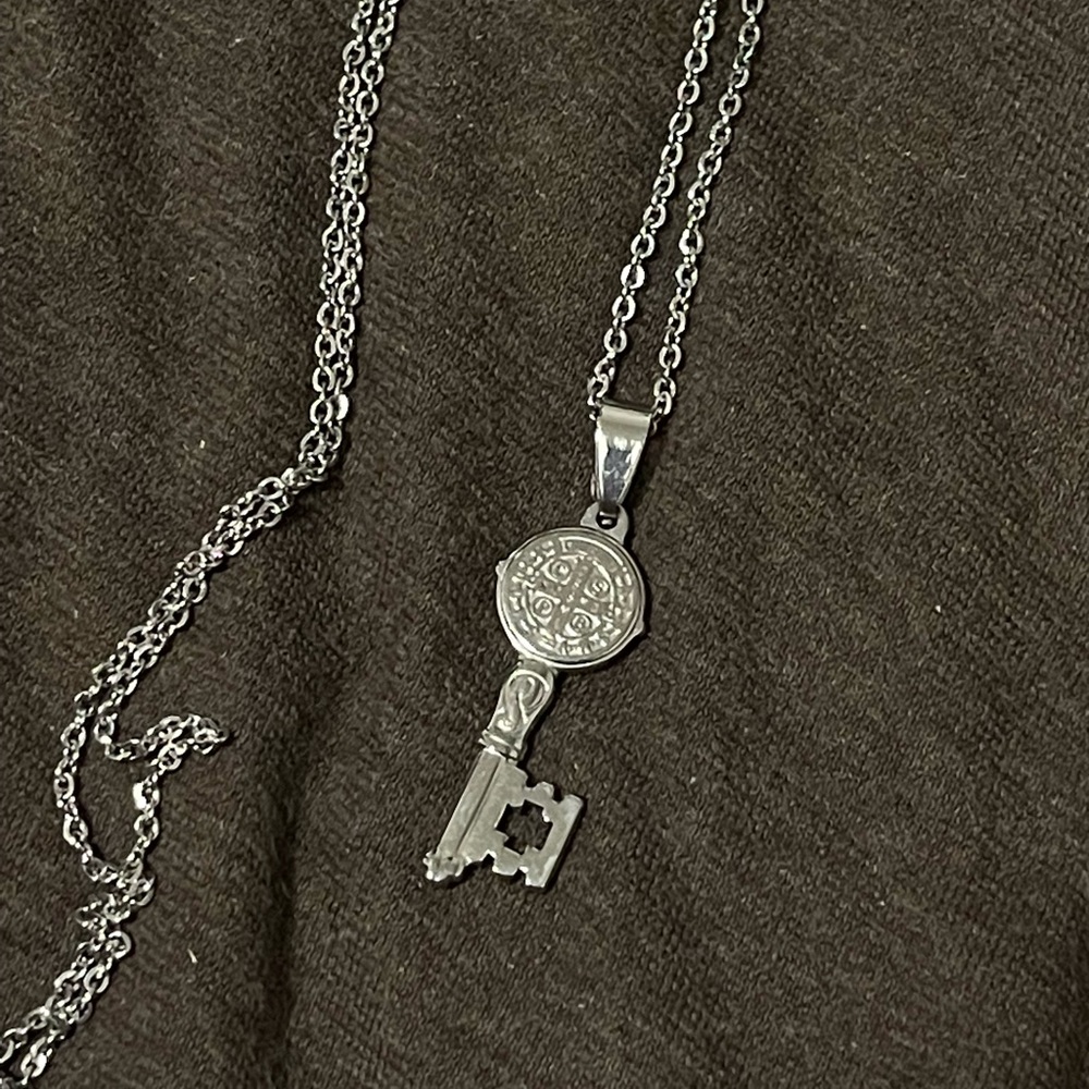 Silver key necklace